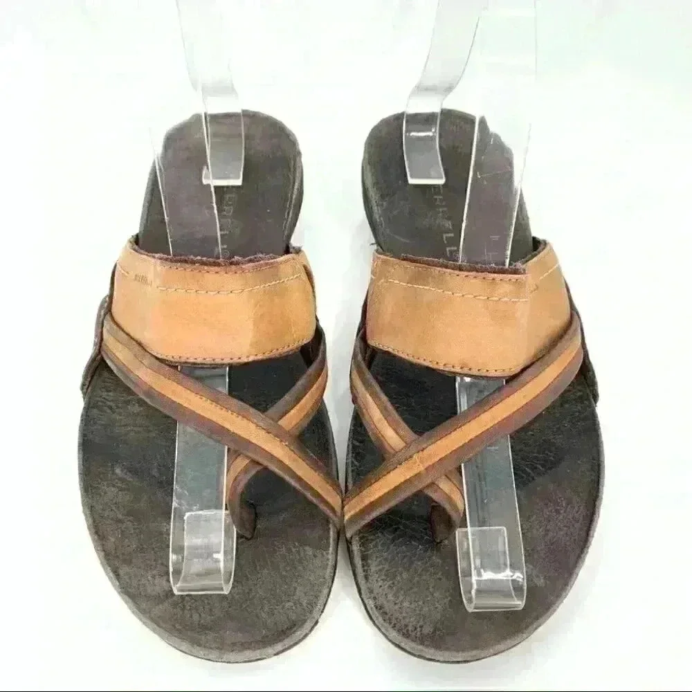 Merrell womens sandals size 6 37 brown leather strappy walking gorpcore